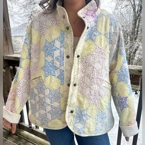 Vintage Quilted Patchwork Jacket w Toile Details Sz S-XL